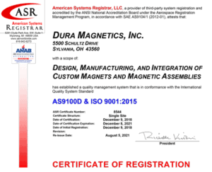 AS9100D Certification Gives Dura Magnetics Deeper Entry Into the Aerospace Industry